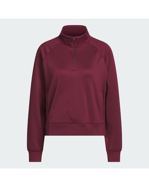 Adidas Red Ultimate365+ Climawarm Loose Quarter-Zip Hooded Jacket