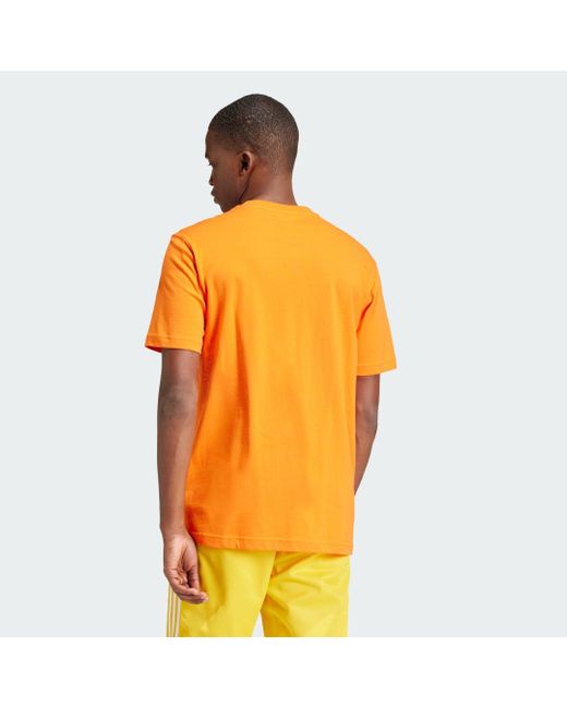 Adidas Orange Adicolor Trefoil T-shirt for men