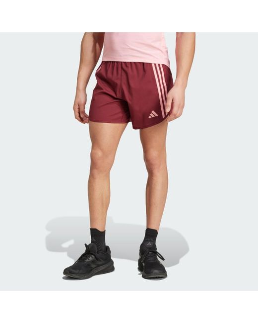Adidas Red Own The Run 3-Stripes Shorts for men