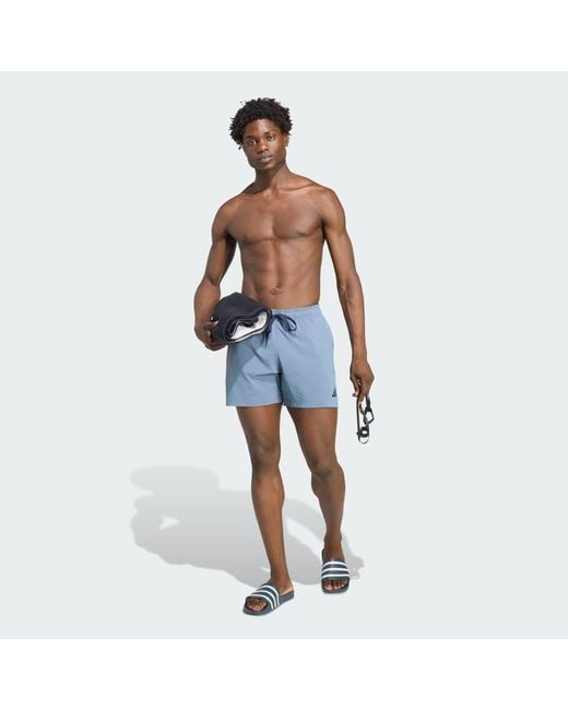 Adidas Blue Iridescent Seersucker Swim Shorts 5 Inch for men