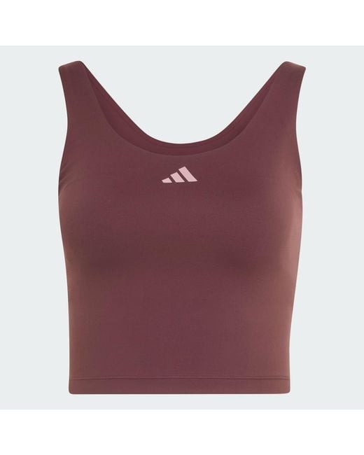 Adidas Purple 3 Stripes Studio All Me Light Support Tank Top