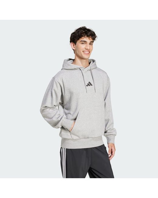 Adidas Gray Essentials Feel Cozy Fleece Sportswear Hoodie for men
