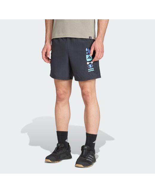Adidas Blue Primelift Graphic Short for men