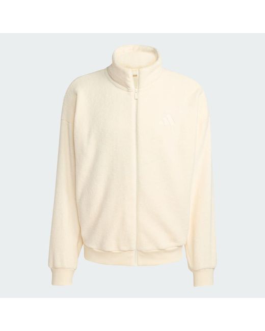 Adidas Natural Future Icons Small Logo Low Pile Fleece Track Top for men