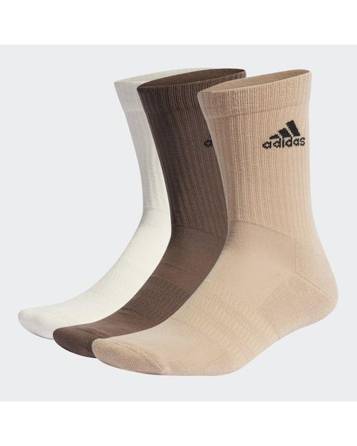 Adidas Brown Cushioned Crew Socks 3 Pairs