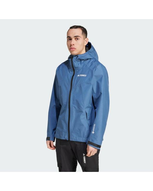 Adidas Blue Terrex Xperior Gore-Tex Paclite Rain Jacket for men