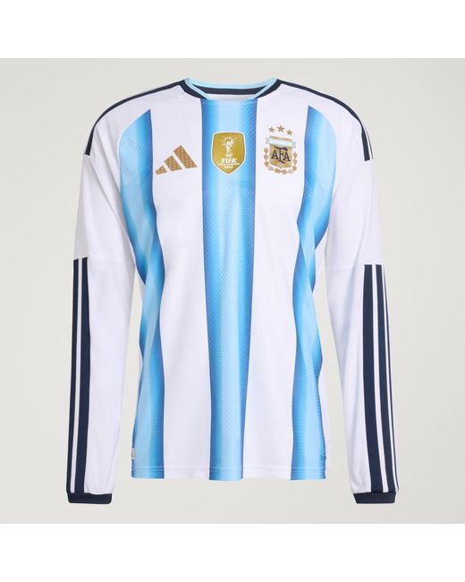 Adidas Blue Argentina 26 Home Authentic Long Sleeve Jersey for men
