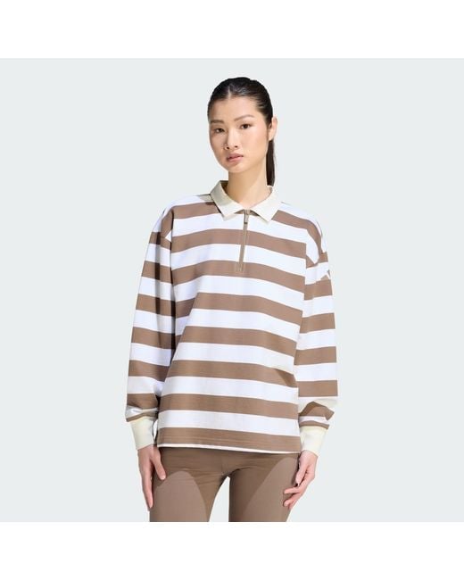 Adidas White Essentials Contemporary French Terry Longsleeve Polo