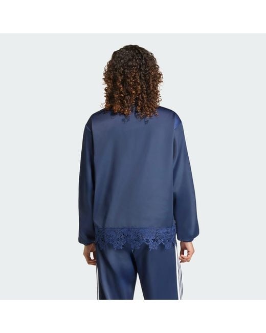 Adidas Blue Originals Satin Lace Firebird Track Top Loose