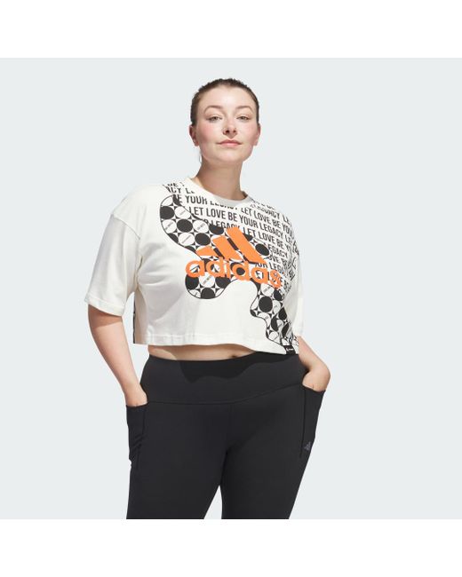 Adidas White Pride Cropped Graphic T-Shirt (Gender Neutral) (Plus Size)