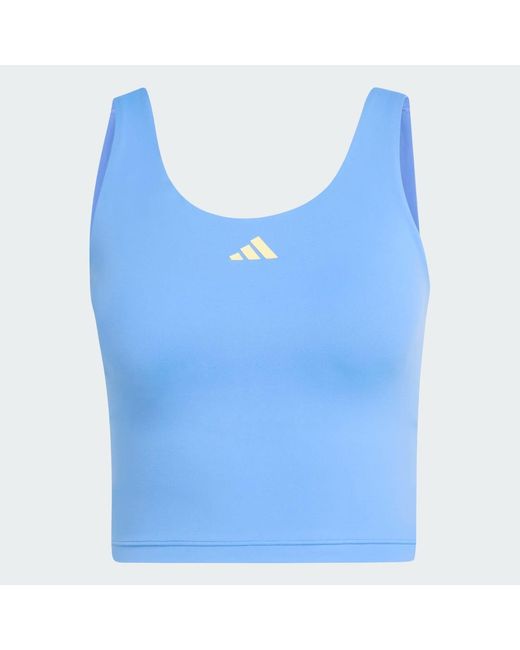 Adidas Blue 3 Stripes Studio All Me Light Support Tank Top