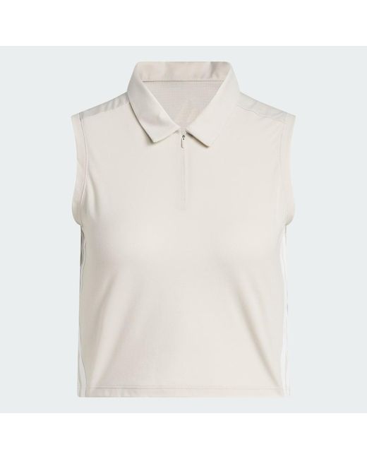 Adidas White Beyond The Course Crop Twistknit Polo Shirt