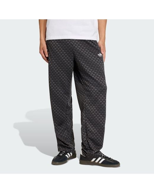 Adidas Gray Firebird Loose Monogram Track Tracksuit Bottoms for men