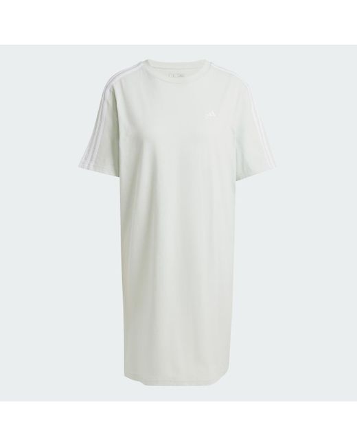 Adidas White Essentials 3-Stripes Single Jersey Boyfriend Tee Dress
