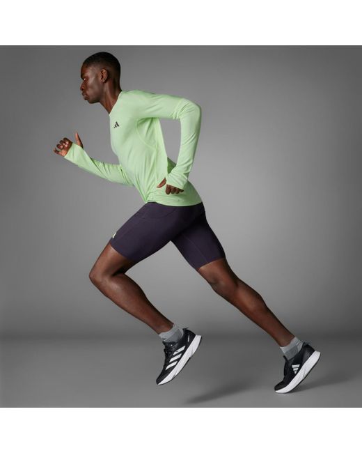 Adidas Green Adizero Running Long Sleeve Long-sleeve Top for men