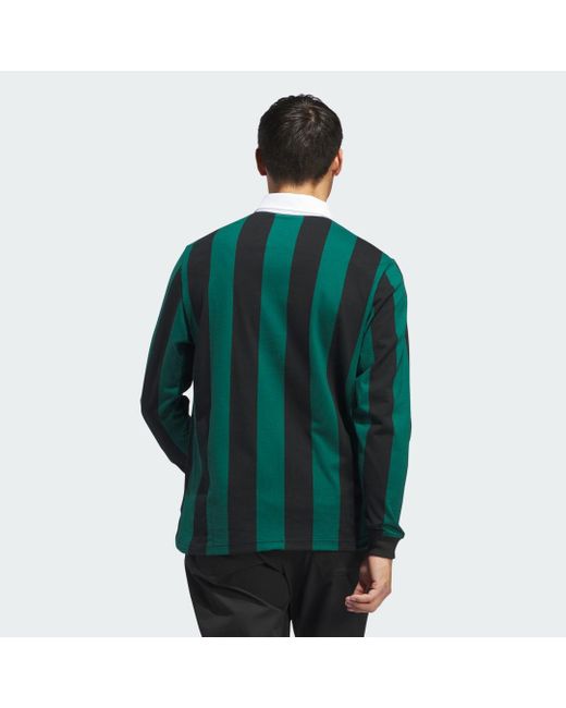 Adidas Green Go-to Long Sleeve Rugby Polo Shirt for men