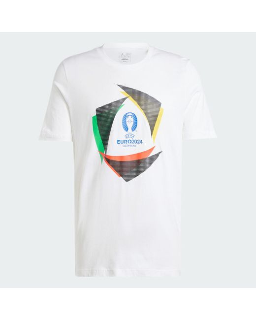 Adidas White Uefa Euro24 Official Emblem Ball T-Shirt for men