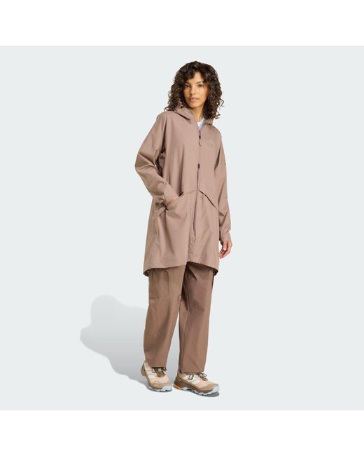 Adidas Brown Terrex Multi 2 Layer Climaproof Rain Parka Jacket
