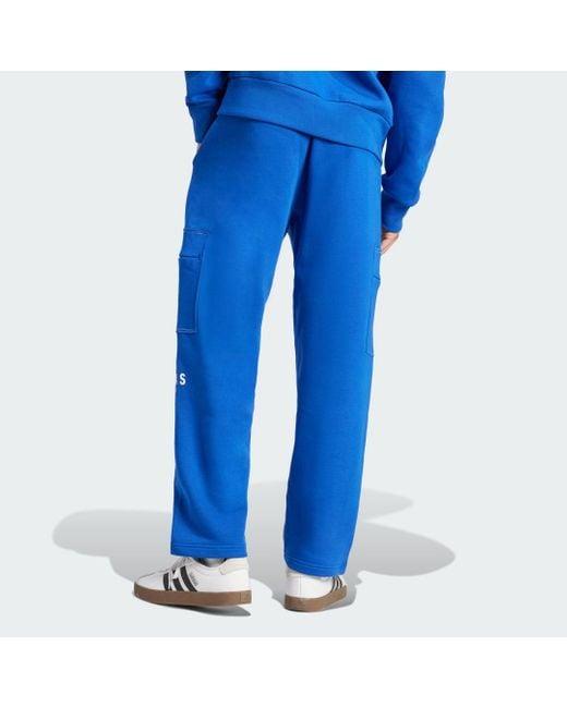 Adidas Blue All Szn Fleece Graphic Loose Cargo Pants for men