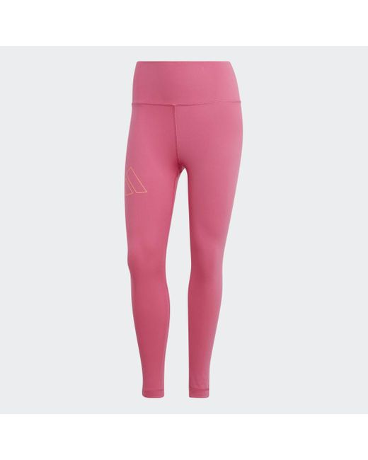 Adidas Pink Optime Hyperbright Training High-Rise 7/8 Tights