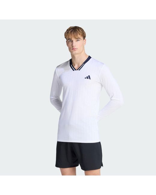 Adidas White Tennis Climacool Long Sleeve Top for men