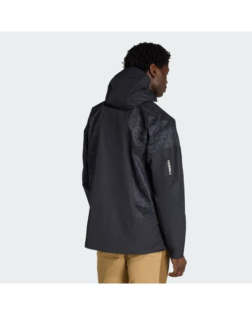 Adidas Black Terrex Xperior 2.5 Layer Hybrid Primeknit Climaproof Jacket for men