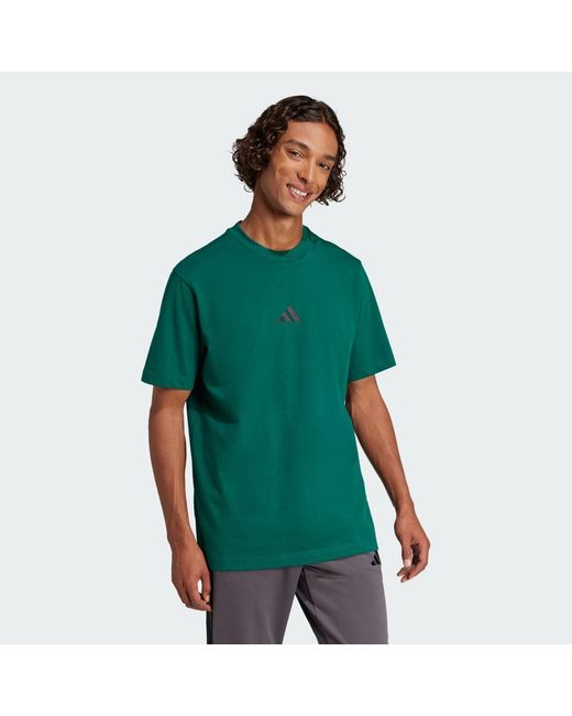 Adidas Green Essentials Small Logo Single Jersey T-Shirt for men