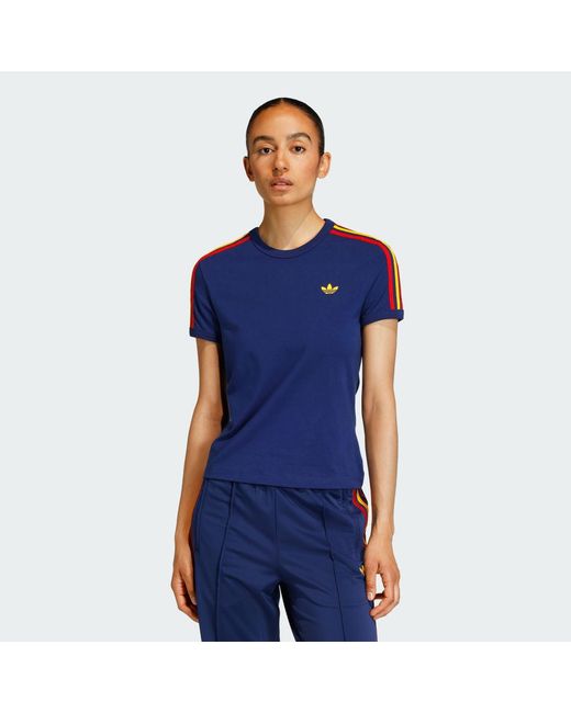 Adidas Blue 3-Stripes Slim T-Shirt