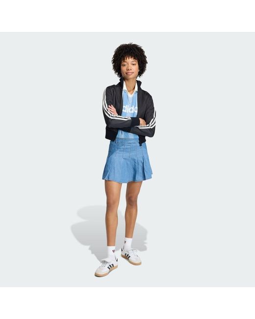 Adidas Blue Firebird Track Top With Knitted Crochet Details