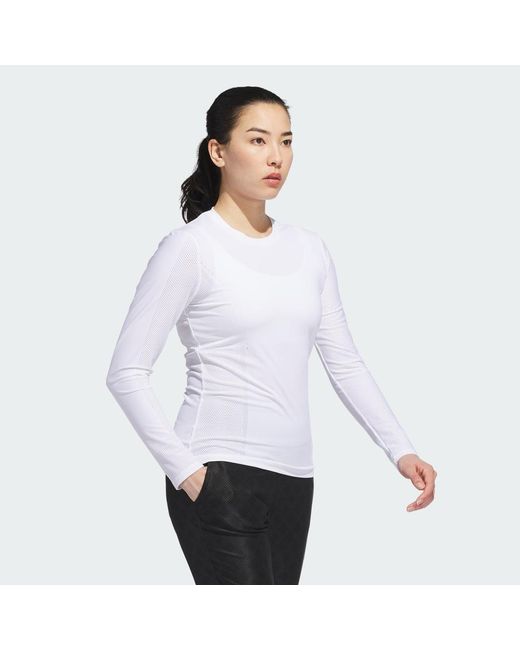 Adidas White Ultimate365 Tour Engineered Long Sleeve Slim Top