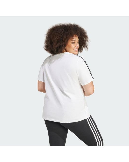 Adidas White Essentials Slim 3-Stripes T-Shirt (Plus Size)