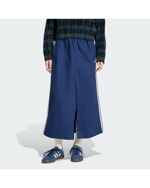 Adidas Blue Cotton Twill Midi Skirt