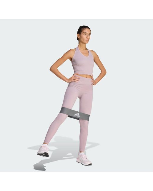 Adidas Pink Workout Essentials Full-Length Knit Leggings