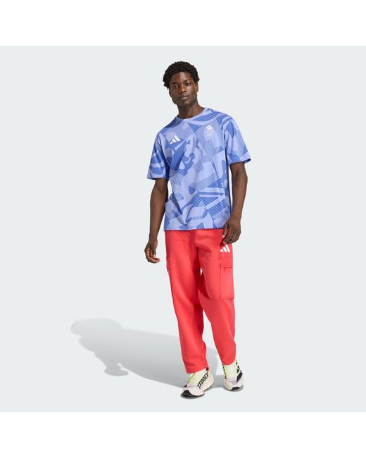 Adidas Blue Team Gb Multi Printed T-Shirt for men