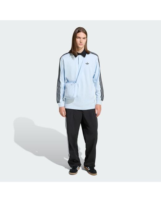 Adidas Blue 3-Stripes Rugby Longsleeve Polo for men