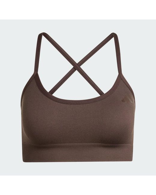 Adidas Green Workout Essentials Light-Support Knit Bra