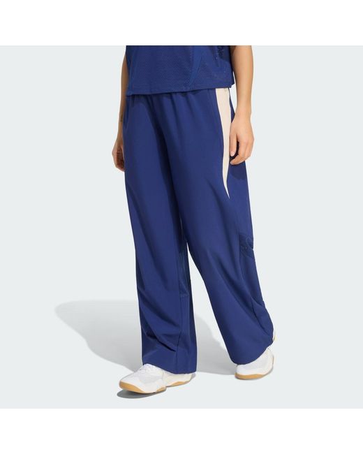 Adidas Blue Hyperglam Color Block Wide Woven Joggers