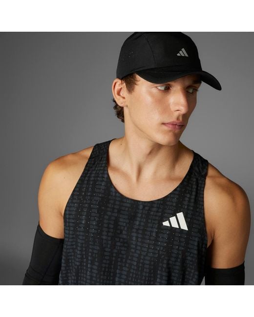 Adidas Black Adizero Running Tank Top for men