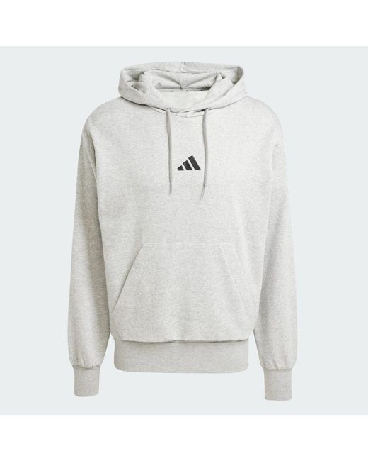 Adidas Gray Essentials Feel Cozy Fleece Sportswear Hoodie for men