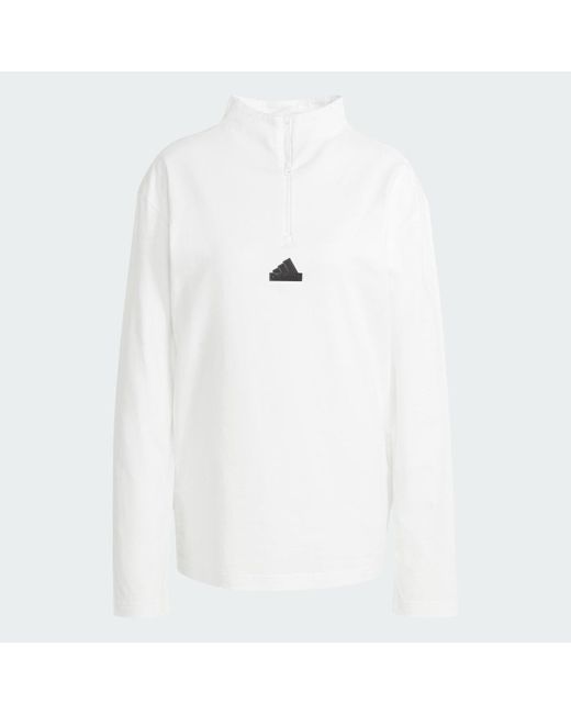 adidas Cotton Quarter Zip Long Sleeve Jersey in White Lyst UK