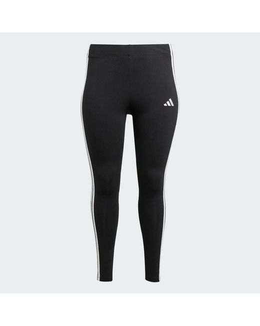 Adidas Black Essentials 3-Stripes Cotton Leggings (Plus Size)