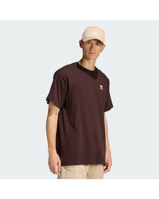 Adidas Brown Trefoil Essentials Oversized T-Shirt for men
