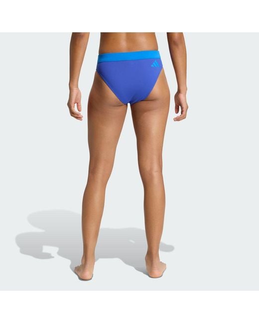 Adidas Blue Optimé Aqua Mid-Waist Bikini Bottom