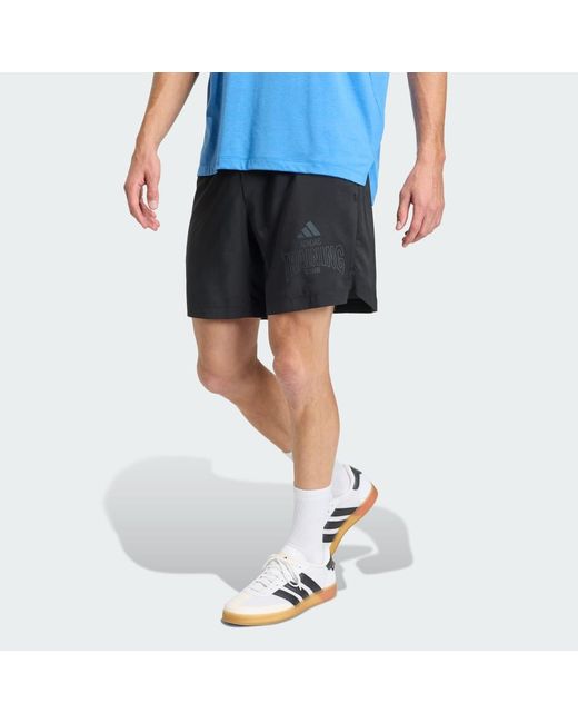 Adidas Blue D4T Primelift Essentials Workout Graphics Shorts for men