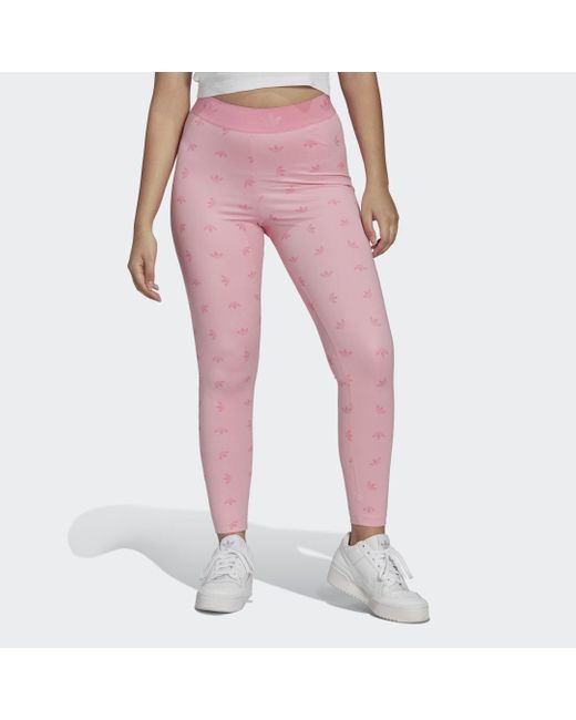 Adidas Pink 7/8 High Waist Allover Print Leggings