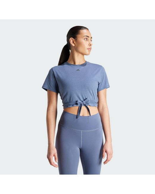 Adidas Blue Yoga Studio Wrapped T-shirt