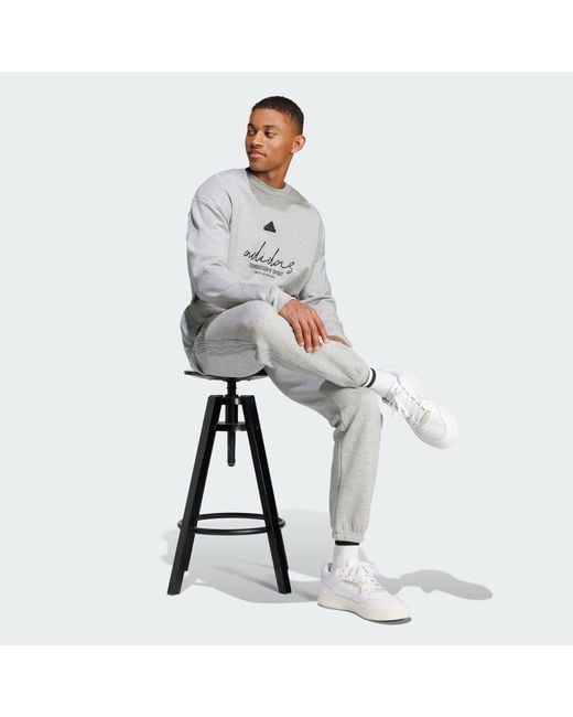 Adidas Gray Brand Love French Terry Sweatshirt for men