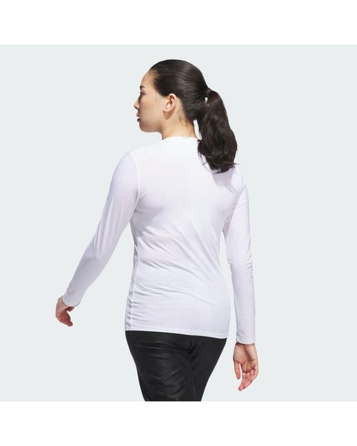 Adidas White Ultimate365 Tour Engineered Long Sleeve Slim Top