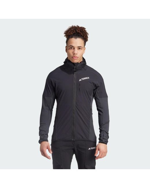 Adidas Blue Terrex Techrock Hooded Wind Fleece Jacket for men