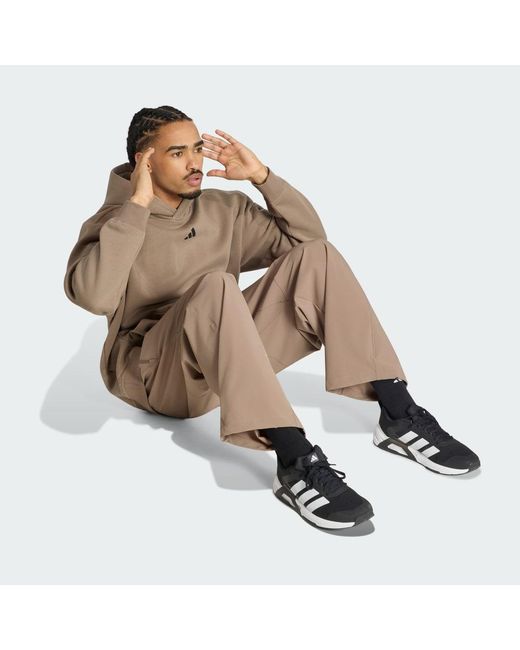 Adidas Brown Primelift Workout Oversize Hoodie for men